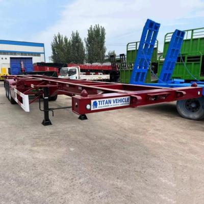 China TITAN Tri Axle 40/60/80T Shipping Container Chassis Transport Skeletal Trailer for Sale for sale