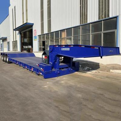 중국 Tri Axle Removable Lowboy Gooseneck Semi Trailers 80 Ton Detachable Heavy Load Trailer for Sale 판매용