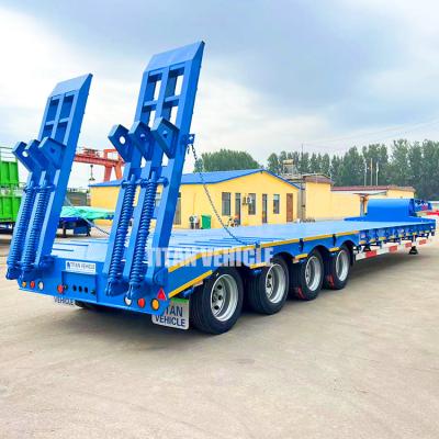 China TITAN 4 Axle 100 Tons Semi Lowbed Trailer Low Bed Truck Lowboy Lowloader Trailer for Sale for sale