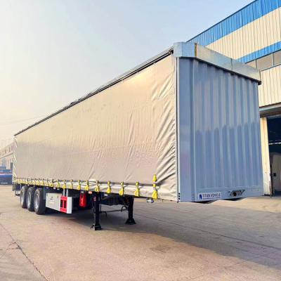 China TITAN 3 Axle Pvc Tarpaulin Side Curtain Semi Trailer Curtainsider Dry Van Box Trailer for Sale in Russia for sale