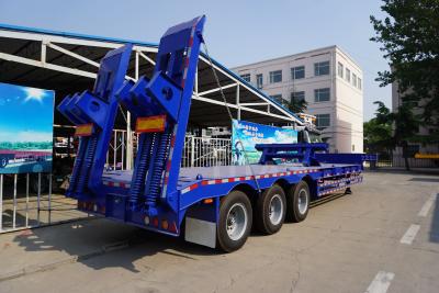 China 3 axle 60 tons/80 tons semi trailer low loader with excavator recess for sale for sale