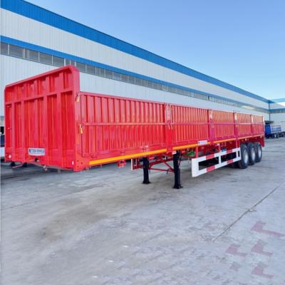 China TITAN Tri Axle 60 Tons Drop Side Semi Trailer for Sale | Bulk Cargo Semi Trailer Te koop