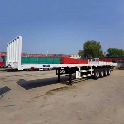 China 40 feet flatbed trailer 40ft 60 tons flat bed trailers cargo ship 40' flatbed container carrier trailer large 4 axles fl for sale