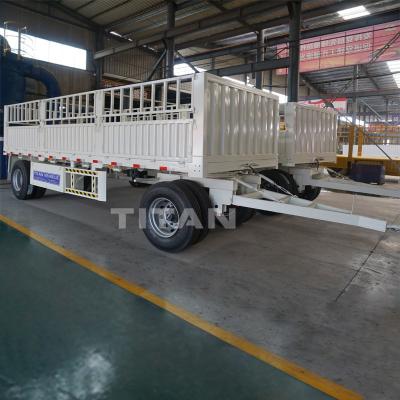 중국 2 axle fence full trailer 2axle fence semi trailer with drawbar TITAN high quality full trailer for sale 판매용