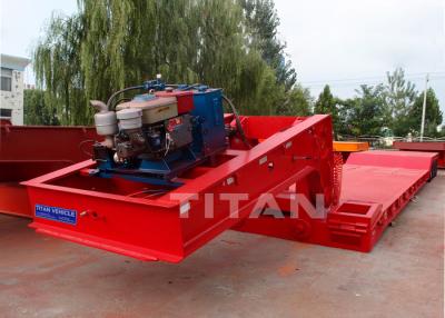 China TITAN 4 Eje 100 toneladas 120 toneladas hidráulico desmontable cuello de ganso Lowboy carga frontal semirremolque para la venta en venta