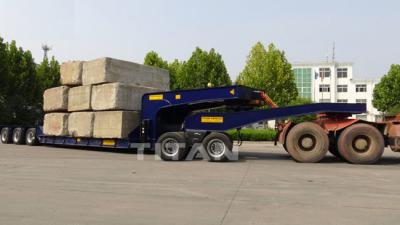 China TITAN 100T 120ton 16m Heavy duty 3 line 6 axles Construction Gooseneck lowbed trailer for bulldozer with dolly for Sale à venda