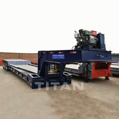 China TITAN 3 eje 60tons remolque de cama baja para excavadora remolque desmontable de cuello de ganso precio de venta en venta