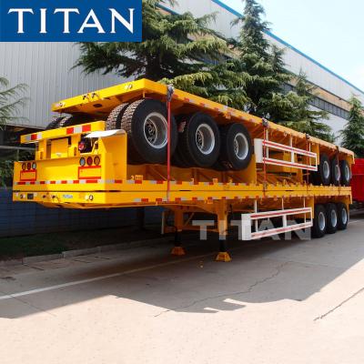 China Titan 40 FT Tri Axle Flatbed Container Semi Trailer 40 Feet Flatbed Truck Trailer for sale