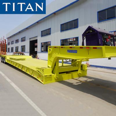 China TITAN 3 lines 6 axles 150 ton gooseneck detachable excavator steering trailer lowboy trailer for sale