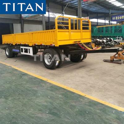 중국 TITAN 30 Tons 2 Axles Side Wall Pulling Dropside Drawbar Trailer for Sale 판매용