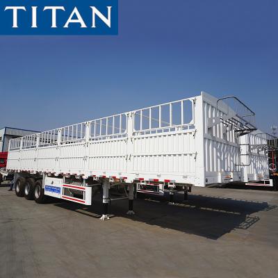 China TITAN 3 axles livestock fence cargo sugar cane trailers for sale Te koop