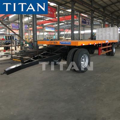 중국 TITAN 20ft Container 30 Ton Flat deck Drawbar Pulling Trailer For Sale 판매용