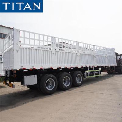 China 60 Ton Cattle Animal Transport Fence Semi Trailer for Sale in Sudan Te koop