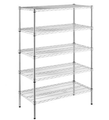 China Metro Steel Office NSF Shelf 5 Tier Storage Industrial Wire Metal Shelving in Chrome Finish EL-900C for sale