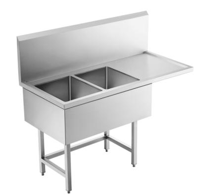 China 2 compartment sink with black drain and high splash stainless steel with stainless steel leg EL-TM2CS for sale