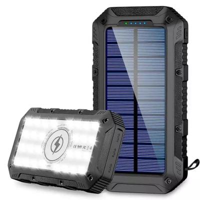 China Waterproof Solar Power Bank Fast Charging Support 20000mah Solar Charger 3 Usb Ports Travel External Charger Power Bank With Compasses LED Light for sale