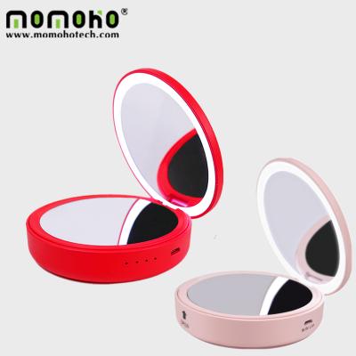 China Portable cosmetic LED display mirror power bank 4000mAh with LED lightup for girl makeup for sale