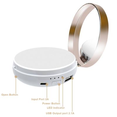 China With Double Mirror Power Bank 4000mAh Portable Charger LED Light Cosmetic Mirror New For Mobile Phone for sale