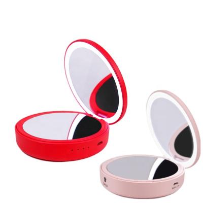 China LED OEM Logo Pocket Makeup Led Mirror Power Bank 4000mAh For Gift for sale