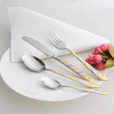 China Sustainable 24pcs Cutlery Set With Gold Sand For Super Market Or Retail Store for sale