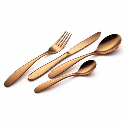 China Sustainable PVD Coating Small MOQ Acceptable Black / Gold Plated Stainless Steel Flatware for sale