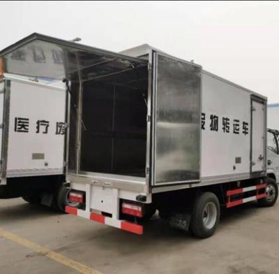 China FRP Refrigerator Van Truck 3 Ton Gasoline Transporter Refrigerator Medical Waste Truck for sale