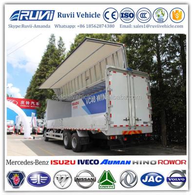 China 2017 howo wing van 10 wheeler truck, 12 ton diesel wing van truck, 6x4 wing van truck trailer with hydraulic system 11975*2550*3980 for sale