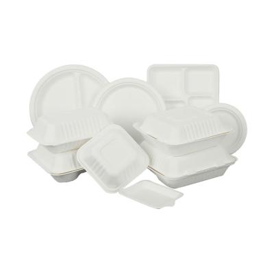 China Disposable Eco-friendly Bagasse Pulp 9inch Round 3 Compartment Plate Lunch Take Out Food Packaging Sala Container for sale