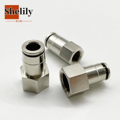 China Building Material Stores Metal Straight PCF Fittings One Way Tube To Threaded Pneumatic Air Fitting for sale