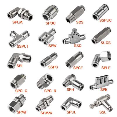 China Building Material Stores SS Air Hose Connector One Touch Quick Release Push 304/316 Stainless Steel Pnuematic Air Fitting for sale