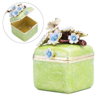 China Best Good Quality Metal Metal Trinket Green Square Metal Trinket Boxes Unique Trinket Box Gift for sale