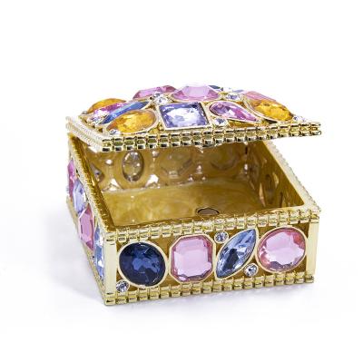 China High Quality Metal Best Selling Rhinestones Adjust Shape Trinket Boxes Unique Trinket Box Gift for sale