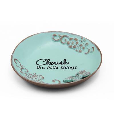 China Untraceable New Arrival Metal Jewelry Dish Single Hand Square Jewelry Dish for sale