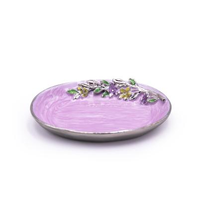 China Small Metal Handmade Trinkets Roll Oval Jewelry Dish Hand Size Jewelry Dish for sale