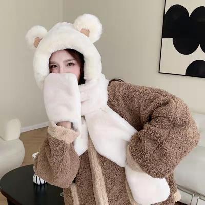 China Bulk Wholesale Bulk Winter Three-Piece Bear Hat Bear Hat Long Bear Hat Plush Hat for sale