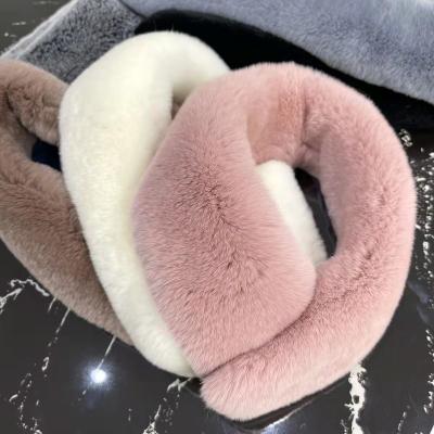 China Short Imitation Rex Rabbit Fur Women's Winter Fur Scarf Suction Loop Double-sided Warm Thickened Scarf for sale