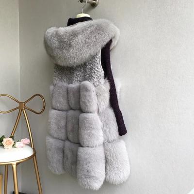 China Real Fox Fur Vest Breathable Wholesale Women Real Fur Vest With Hood for sale