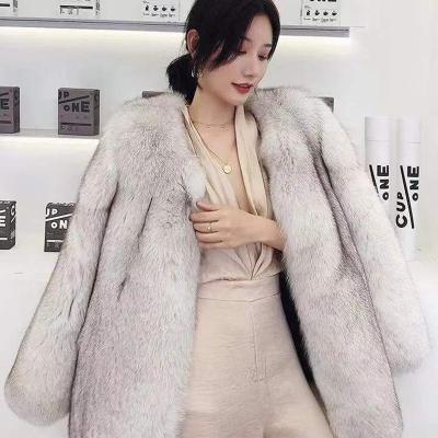 China 2022 spring new viable women's fashion fox fur thick warm all-match Korean all-match mid length imitation fur coat for sale