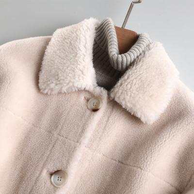 China Spring News Factory Direct Selling Breathable Shearling Sheep Fur Particle Women's All-in-one Lambswool Coat for sale