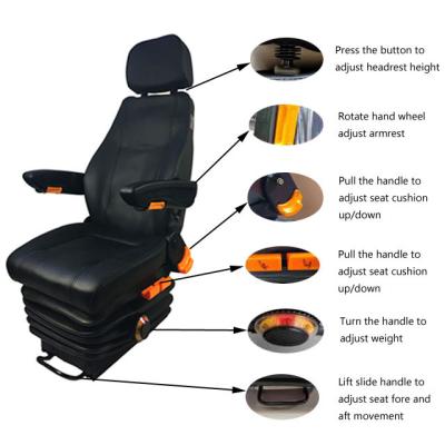 China Mechanical Suspension Engineering Mechanical Car Seat With Armrest Headrest Slide Rail for sale