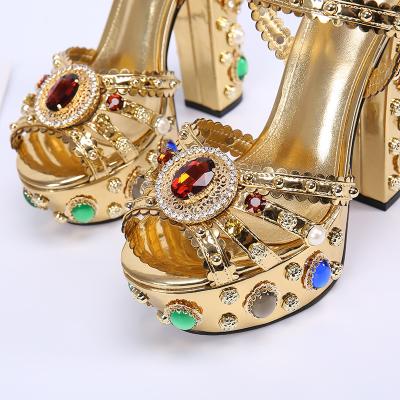 China Luxury Waterproof Gold Heel Sandal Women Pumps Other Wedge Sandal Sandals Shoes for sale