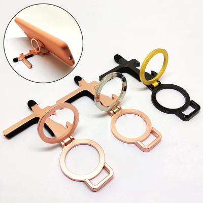 China Custom Hands Free Anti-Touch With Bottle Opener Key Chain No Ignition Key Stylus Tool Brass Door Opener Key Chain for sale