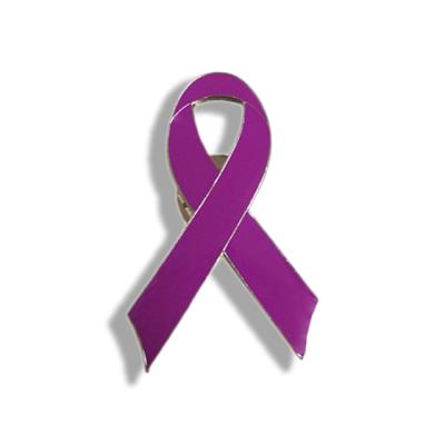 China Purple Ribbon Pin Europe Lapel Pin Material Metal Enamel Pin Domestic Violence Awareness Women Badge Custom Made for sale