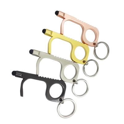 China Wholesale Cheap Anti-Touch Tool No Touch Prevention Touchless Copper Door Open Key Chain for sale