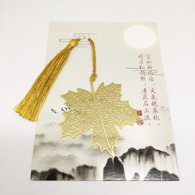 China People Art Chinese Style Exquisite Hollowed with Tassels Metal Landmark Gold Maple Leaf for Souvenir for sale