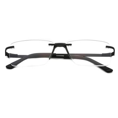 China New Arrival Trendy Optical Eyeglasses Rimless Metal Frames Square Men Optical Glass Fashionable Frames for sale