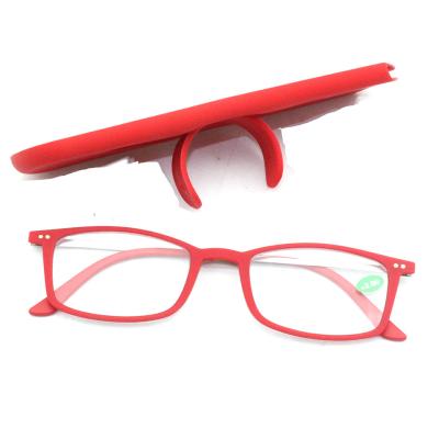 China Hot Selling Ultra Light Weight Silicone Reading Glasses With Case Popular Reading Glasses for sale