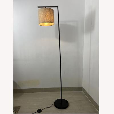 China Factory Direct Supply Modern Metal Base Canvas Shade Single Floor Lamp for sale