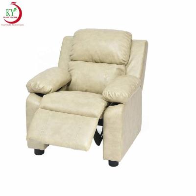 China JKY Furniture Eco-Friendly Kids Single Recliner Children's Manual Push Back Chair With Cup Holder for sale