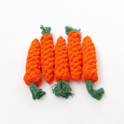 China Wholesale Stain Carrot Bite Rope Pet Viable Dog Toy Woven Cotton Stalker Knot Border for sale